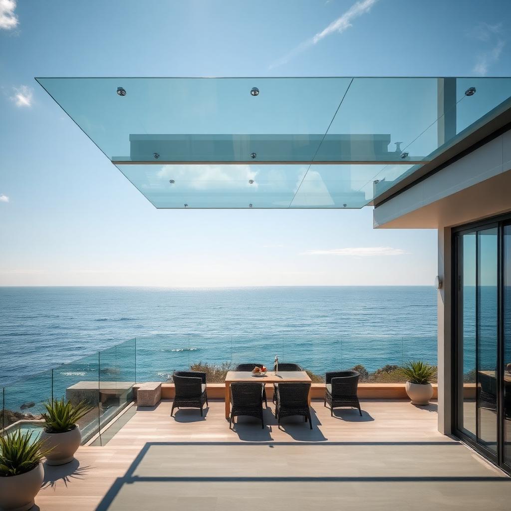 Plaj terası cam bariyer