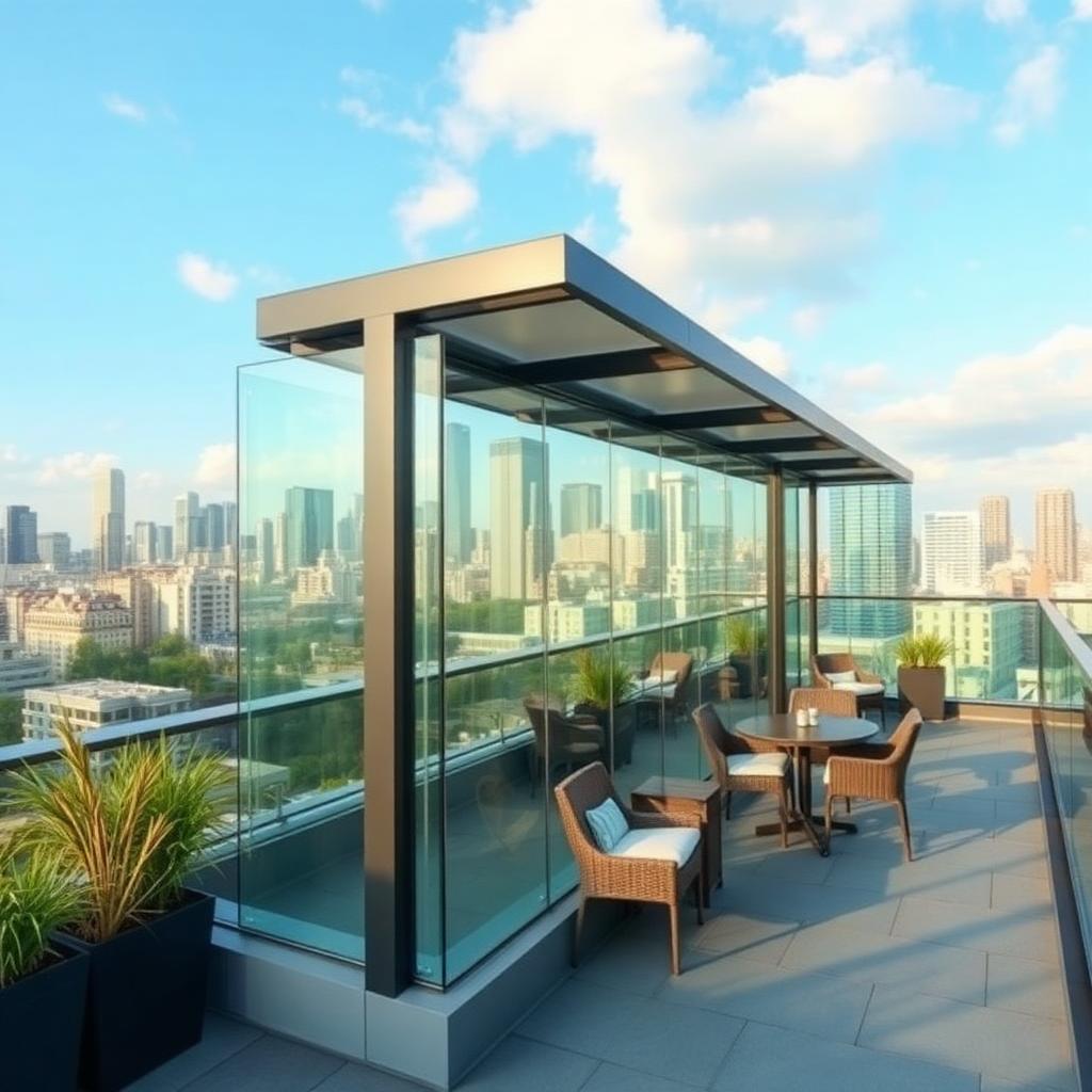 Çatı terası rüzgar koruması